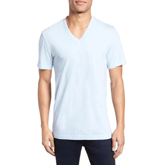 James Perse Men's V-Neck Light Baby Blue Short Sleeve T-Shirt - Picture 3 of 3